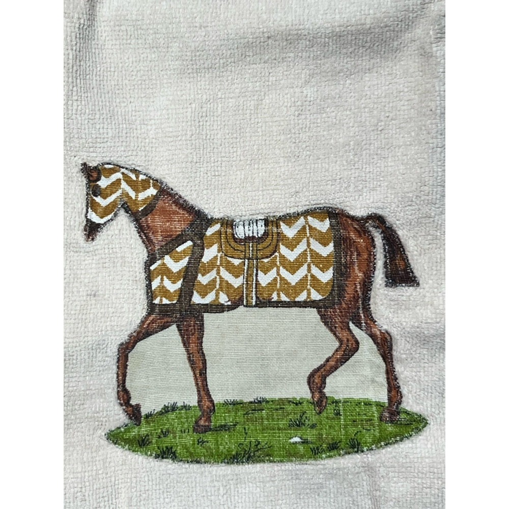 VTG‎ 1960s fieldcrest  Hand Towel Sewed Horse/ Western W/Fringe